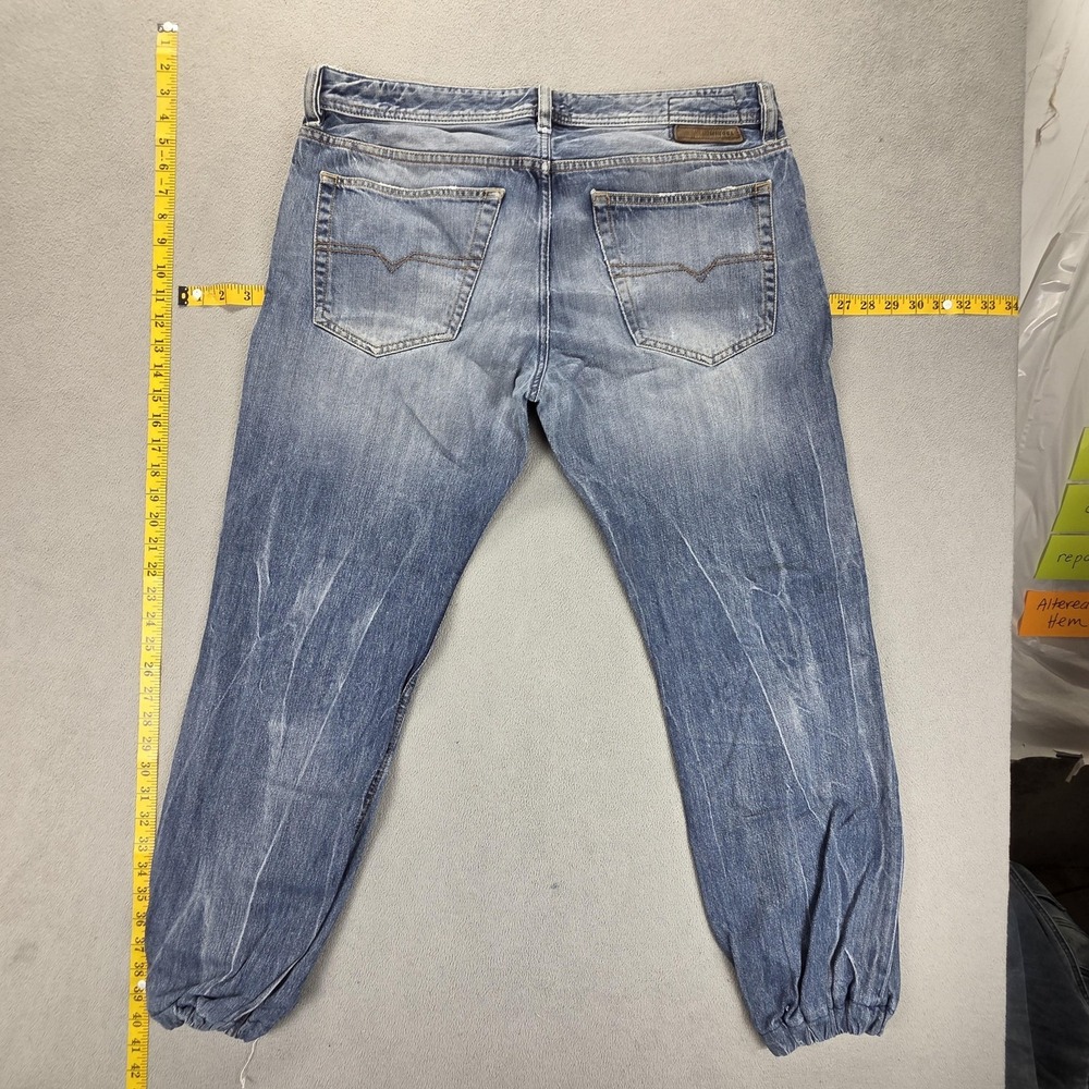 Diesel‎ Jeans Mens 36x32 Blue New-Fanker Distressed Button Fly Customized 008B9
